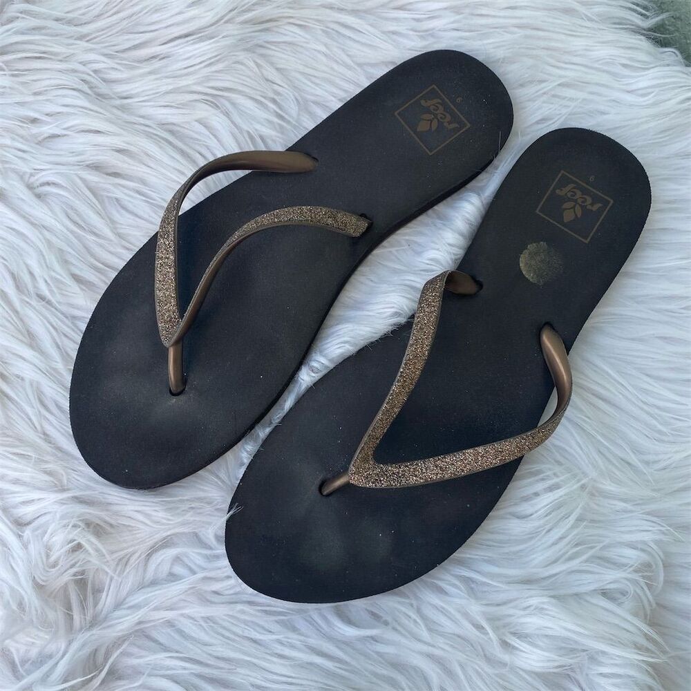Reef Women's Cushion Stargazer Flip Flops Black Size 9 Casual Summer